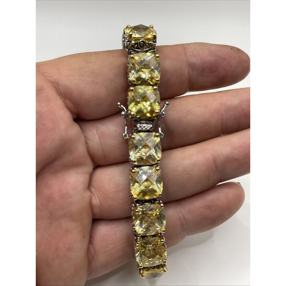 Park Lane Signature Bracelet 7.5” Gold Silver Two Tone CZ Golden Topaz NOTE WEAR - Picture 8 of 16